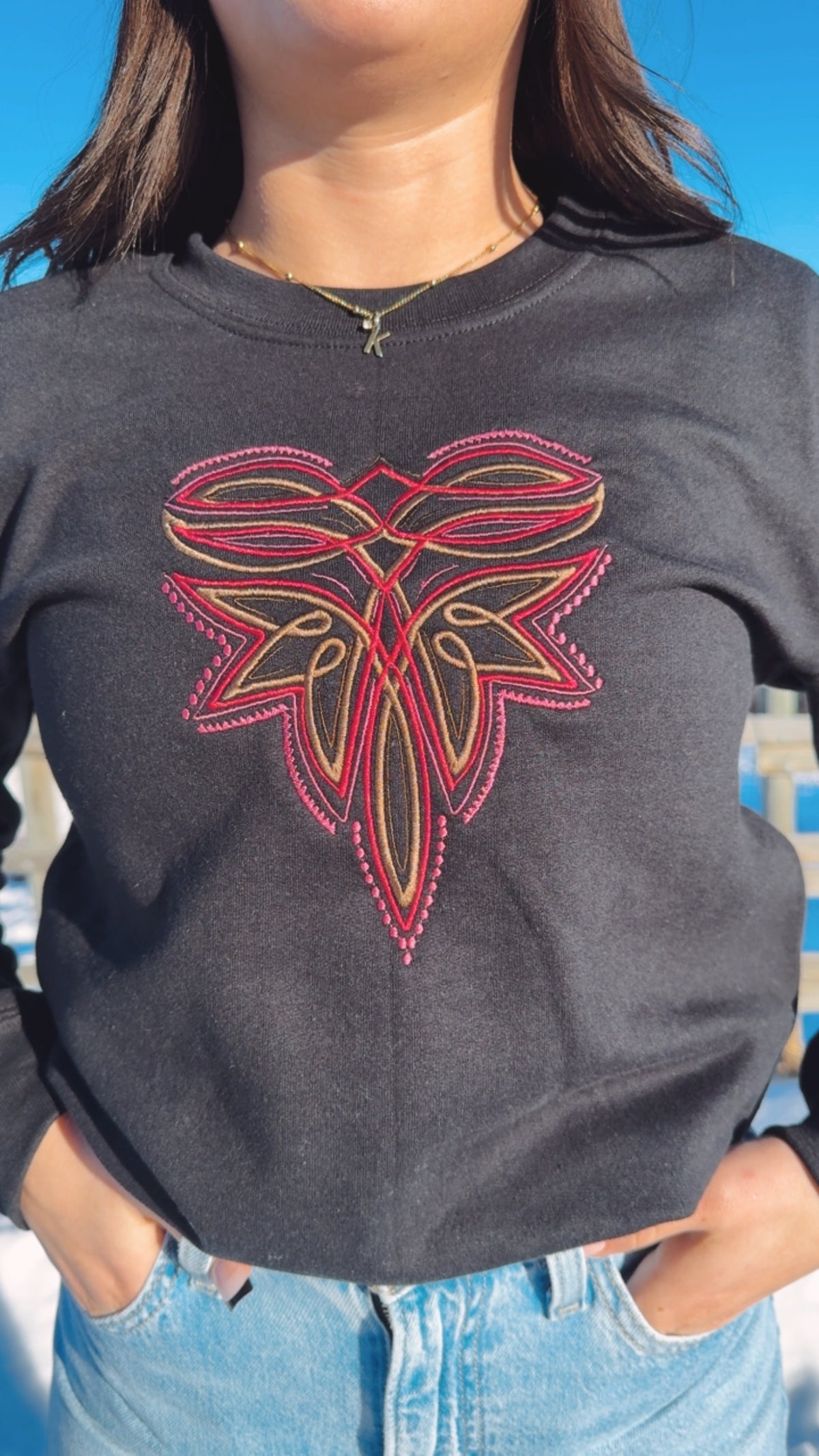 4 Tone Pink Boot Stitch Crewneck