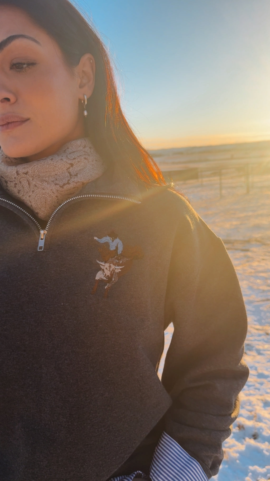 Bull Riding Quarter Zip