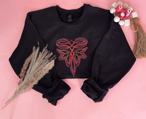 4 Tone Pink Boot Stitch Crewneck