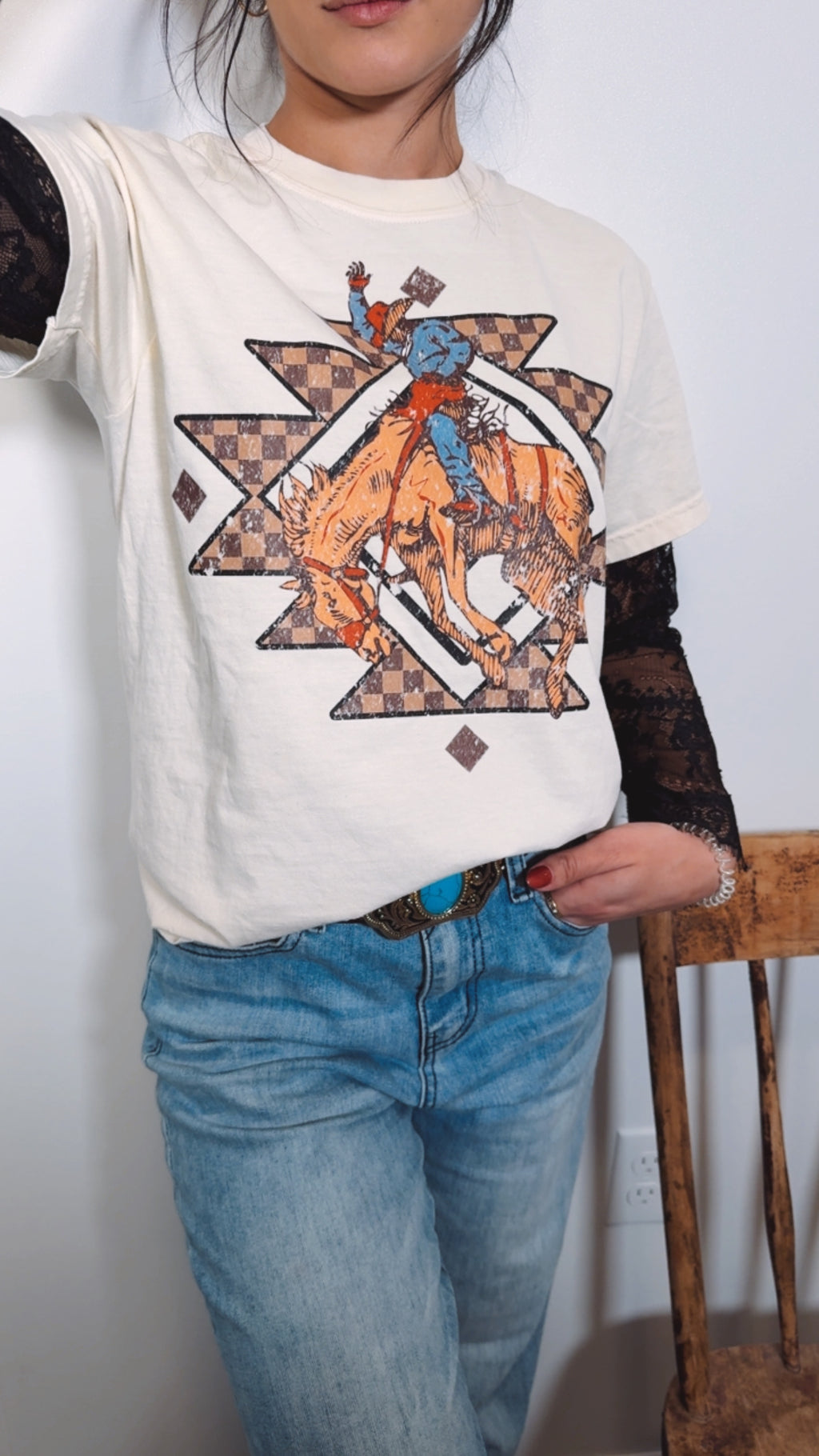 Checkered Bronc Rider T-Shirt
