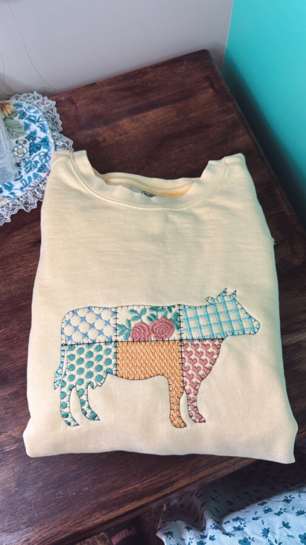 Cow Patch Design Crewneck