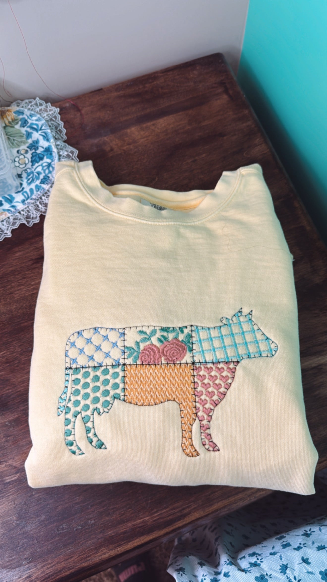 Cow Patch Design Crewneck