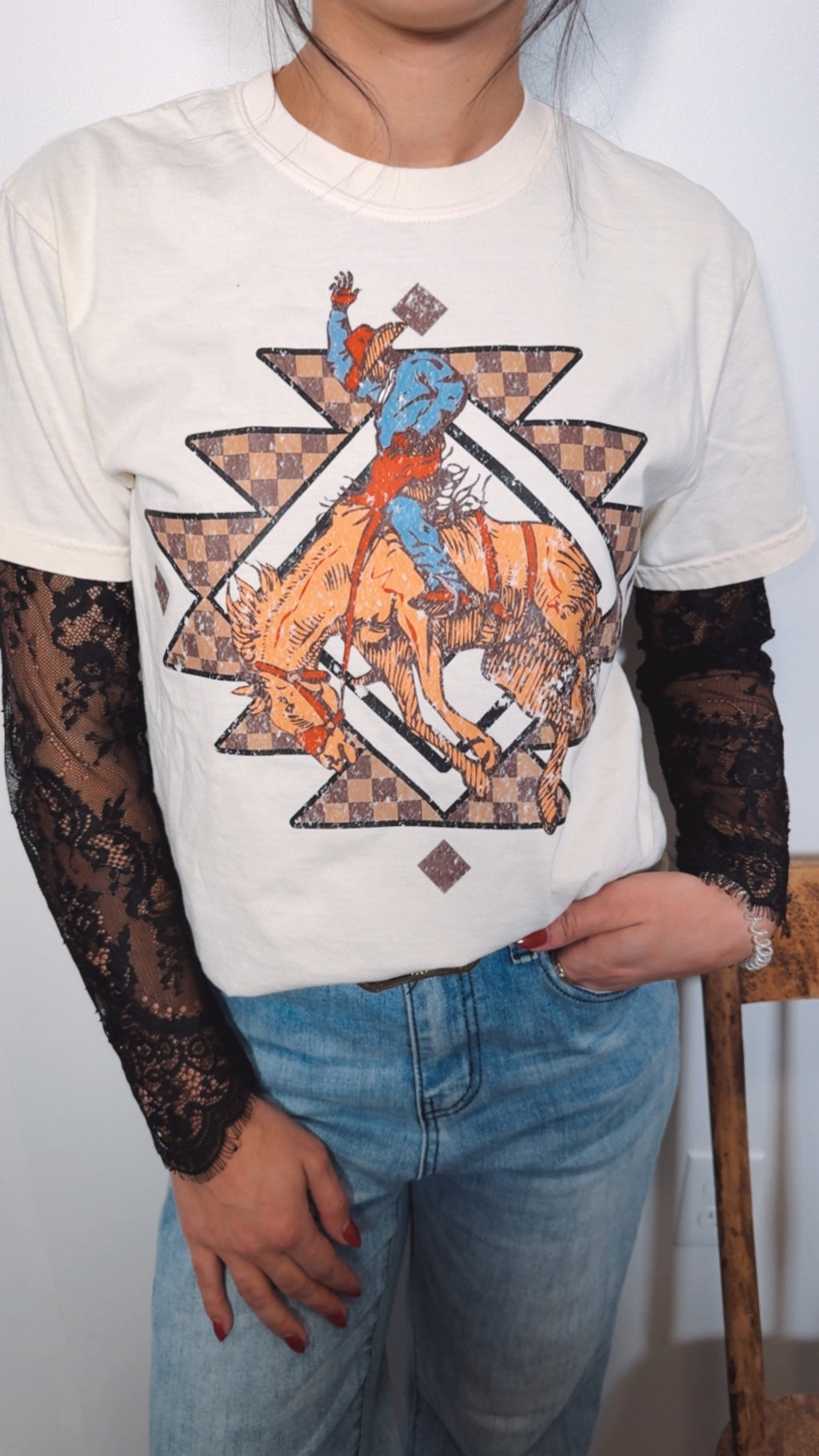 Checkered Bronc Rider T-Shirt