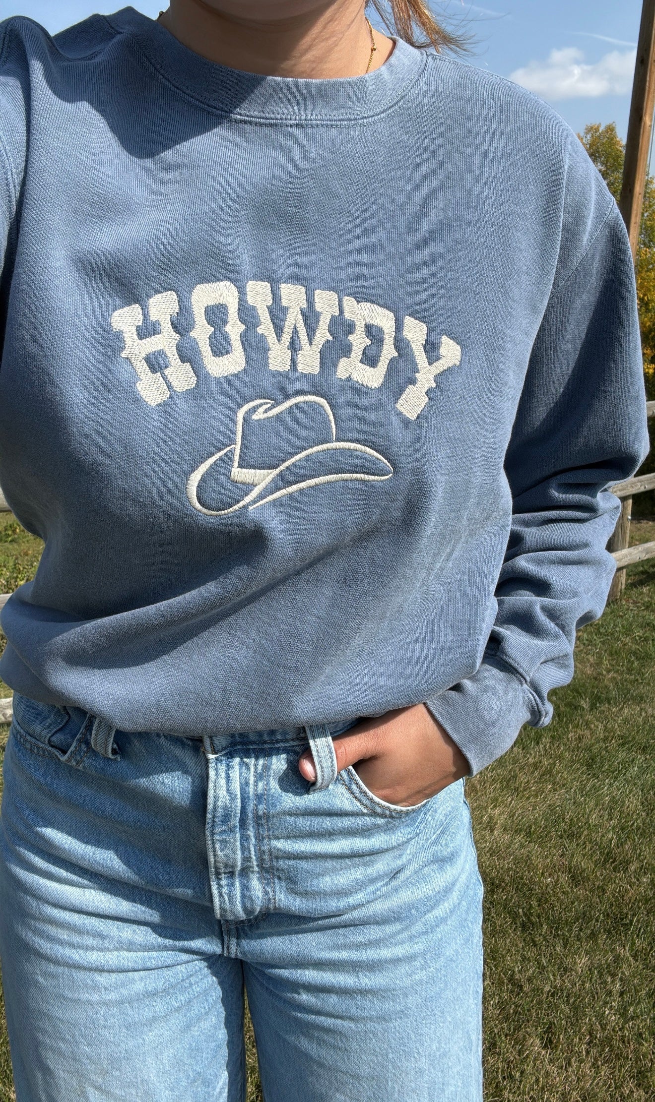 Howdy Blue Crewneck