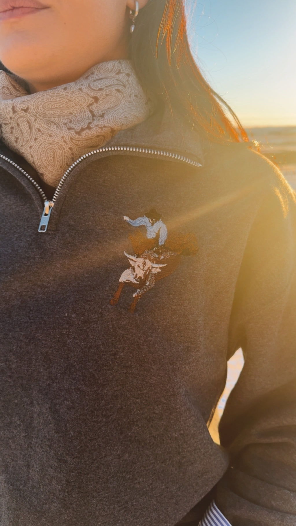 Bull Riding Quarter Zip