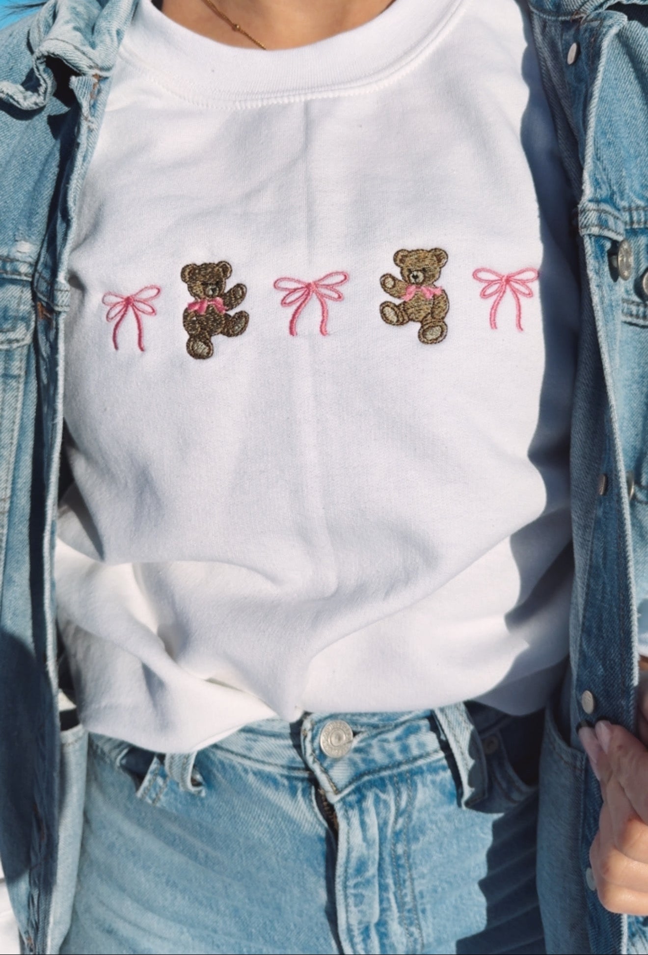 Teddy Bear and Bow Crewneck