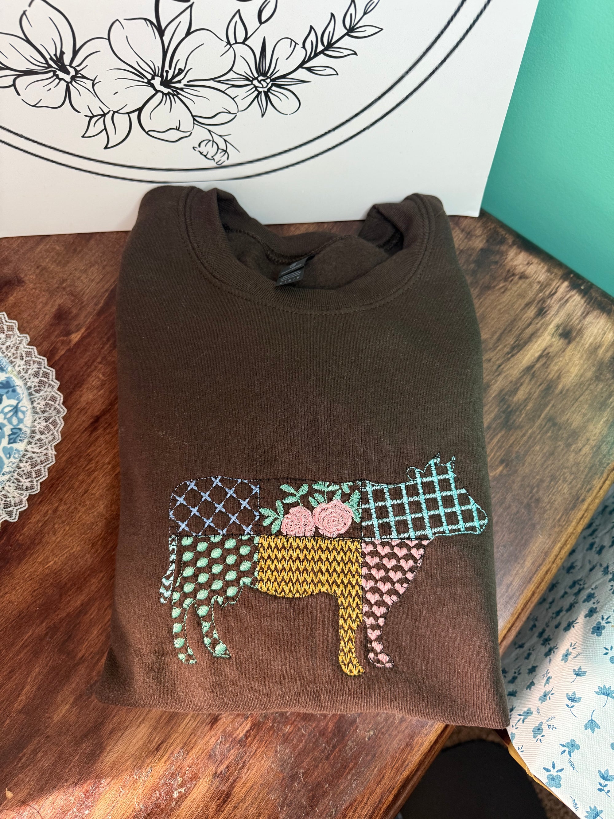 Cow Patch Design Crewneck